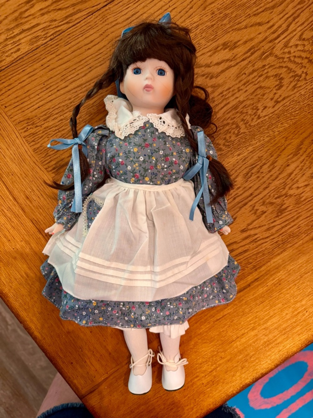 Vintage Floral Print Porcelain Doll